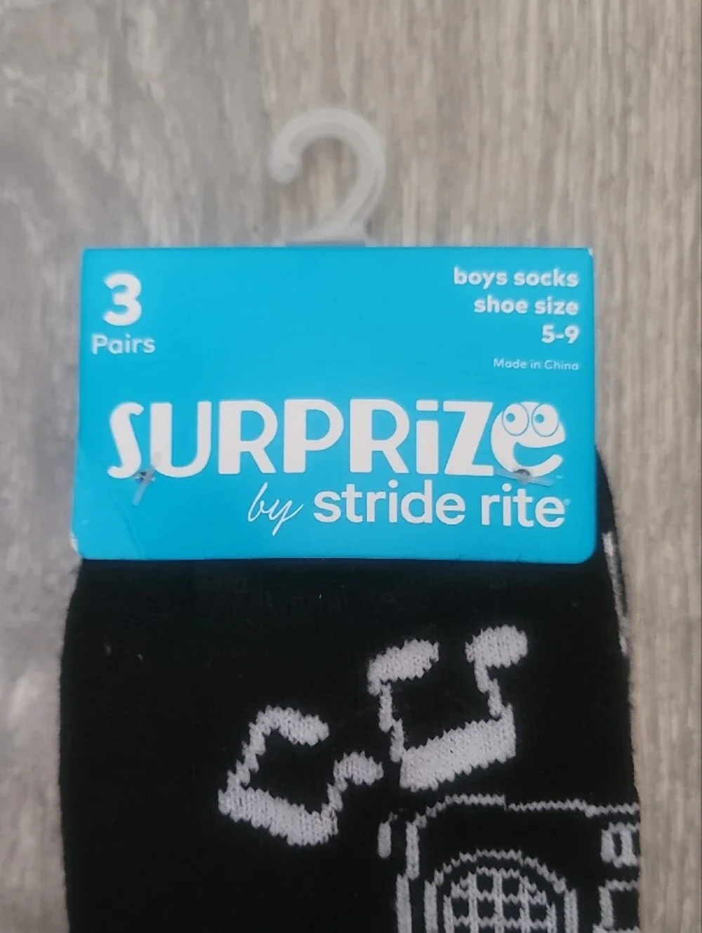 Stride Rite Boys Black Novelty Pizza Rocket Peace Stars Casual Socks - 3 Pairs